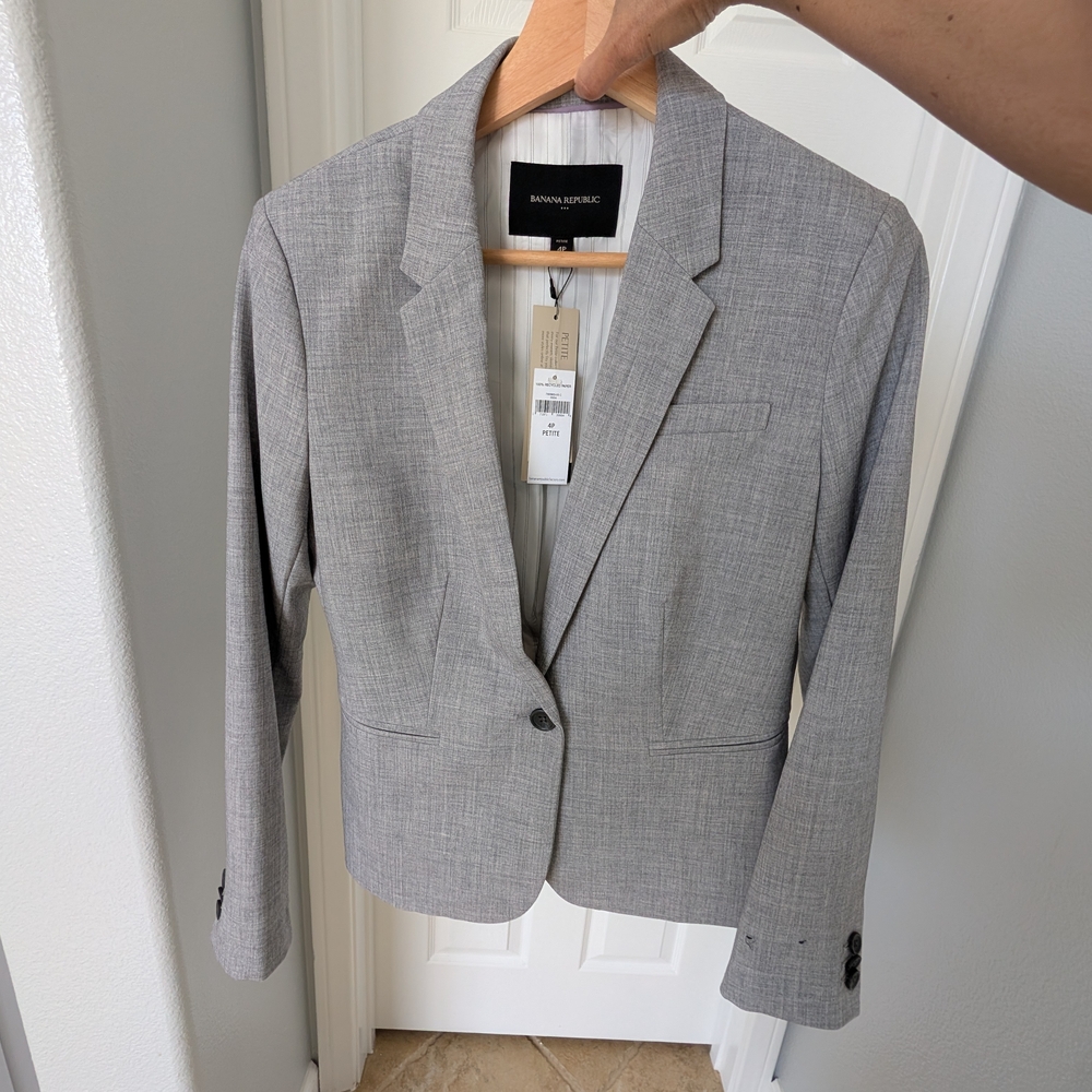 Banana Republic Light Gray Women's Petite Blazer